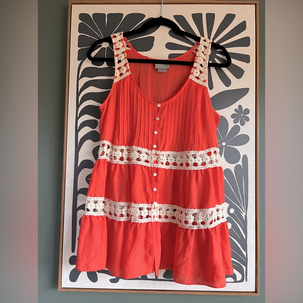 NWOT Anthropologie Vanessa Virginia pleated eyelet tank Size 4